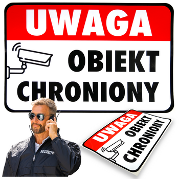 NAKLEJKA - UWAGA OBIEKT CHRONIONY KAMERA - 20X30CM