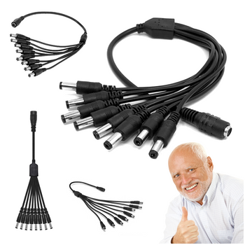 ROZDZIELACZ ZASILANIA DC5,5/2,1 8x WTYK - 40 CM