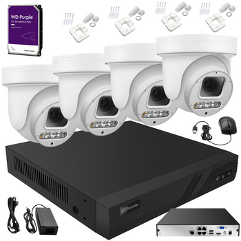 ZESTAW 4 KAMER 8MPX 5X ZOOM OPTYCZNY + REJESTRATOR NA 4 KAMERY NVR POE Z DYSKIEM