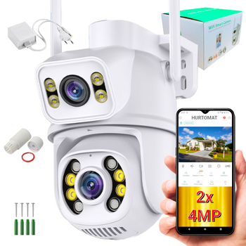 Kamera obrotowa WiFi dwa obiektywy 4MP - iCSee - V78Q - Biała