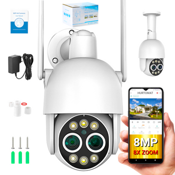 Kamera obrotowa WiFi dwa obiektywy 4MP 8X-zoom - iCSee - PT825WZ - Biała