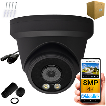 Kamera kopułkowa IP POE 8MP 4K UHD - Videolink - DB97AB - Czarna