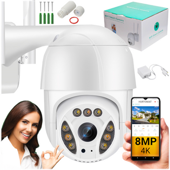 Kamera obrotowa WiFi 8MP 4K UHD - iCSee - A13 - Biała