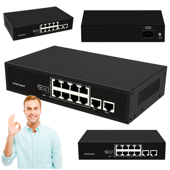 Sieciowy przełącznik zasilania POE - 10P 1000M