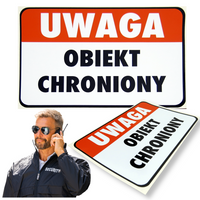 NAKLEJKA - UWAGA OBIEKT CHRONIONY - 10X15CM